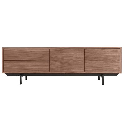 Meuble TV vintage en bois foncé avec rangements fermés L160 cm MANNY MILIBOO
