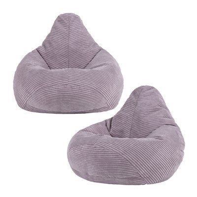 Lot de 2 poufs enfant à dossier incliné velours côtelé Oeko-Tex® - DALTON ICON