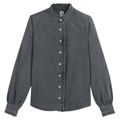 Chemise en denim col victorien, manches longues LA REDOUTE COLLECTIONS
