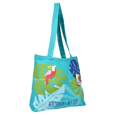 Tote bag en coton imprimé TOUJOURS AU TOP DRAEGER PARIS
