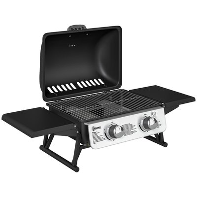 Barbecue gaz de table compact portable avec couvercle 2 brûleurs 5,6kW OUTSUNNY