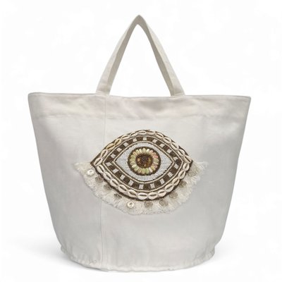 Grand sac en coton, et perles I SEA YOU OH MY BAG