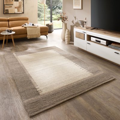 Tapis en laine tufté main aux couleurs douces et bordures THEKO