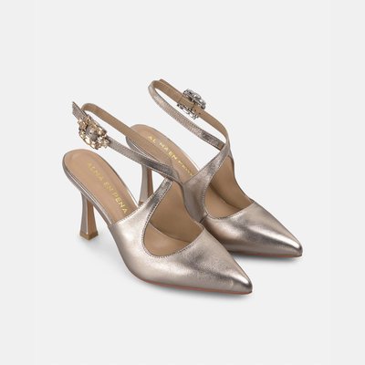 Chaussures à talons aiguilles avec lanière entrelacée et boucle en strass ALMA EN PENA