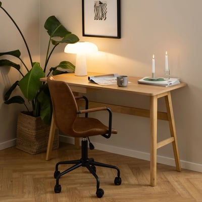 Bureau scandinave en chêne naturel 1 tiroir L120 - BARNELL HELLIN, DEPUIS 1862