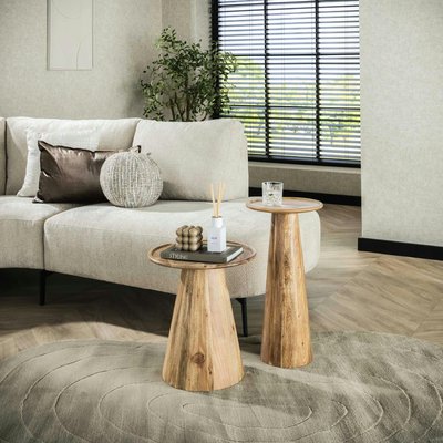 Bout de canapé en bois acacia – pied conique (lot de 2) MELBOURNE PIER IMPORT