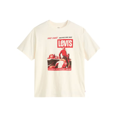 T-shirt en coton écru avec un imprimé fantaisie et des manches courtes LEVI'S