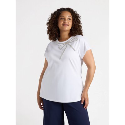 T-shirt avec nœud brodé en strass autour de l’encolure FIORELLA RUBINO