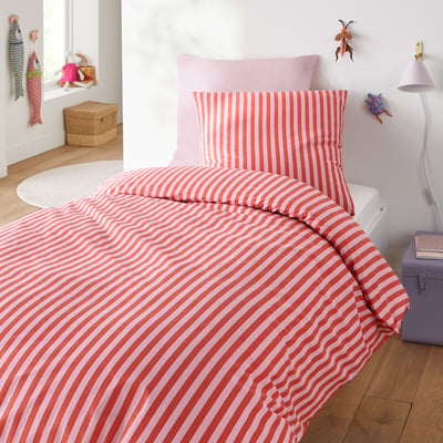 Child's Sacha Pink 50% Recycled Cotton Duvet Cover Set with Square Pillowcase LA REDOUTE INTERIEURS
