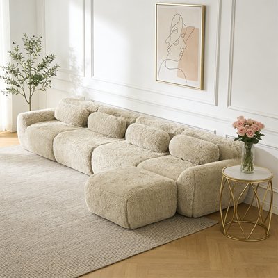 Canapé d'angle réversible 4 places avec pouf, WIND MEUBLES COSY
