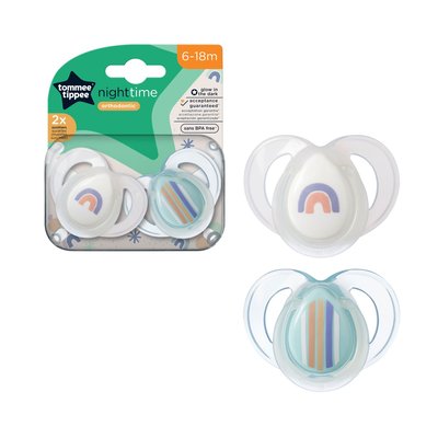 Lot de 2 sucettes nuit Closer to Nature 6-18m (coloris aléatoire) TOMMEE TIPPEE