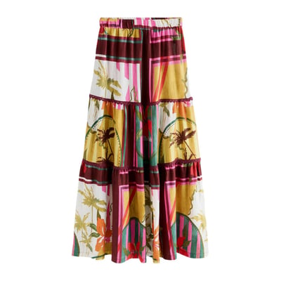 Jupe longue en coton avec volants superposés NEXT