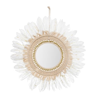 Miroir Or Plume Blanc D 50 cm FEERIC LIGHTS & CHRISTMAS