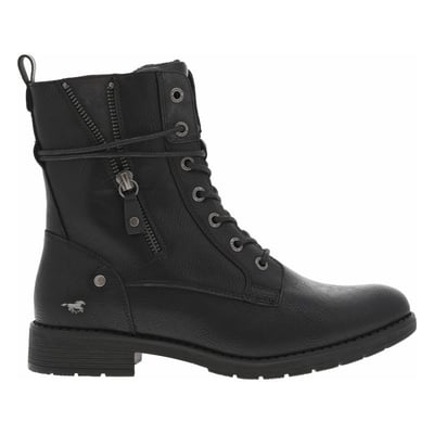 Bottines cognac à talon décroché bas avec un zip et des lacets ronds MUSTANG