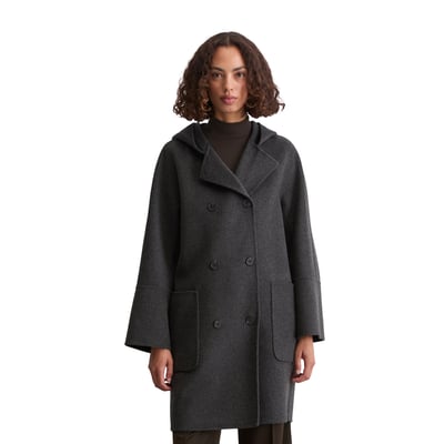 Manteau à capuche relaxed en mélange de laine double face MARC O'POLO