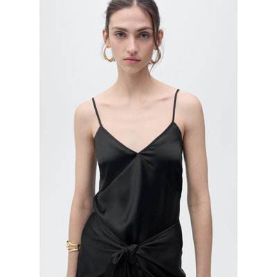 Top en satin à col en V MANGO