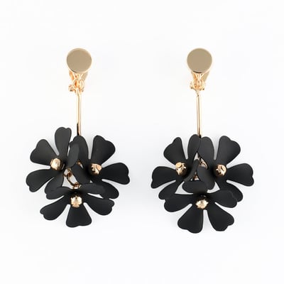 Boucles d'oreilles clips - fleurs noires BALABOOSTE