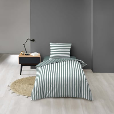 Parure de lit 2 pièces imprimée à rayures housse + taie DOUCEUR D'INTÉRIEUR