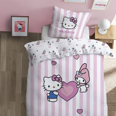 Parure de lit imprimée 100% coton, CLASSIC HELLO KITTY