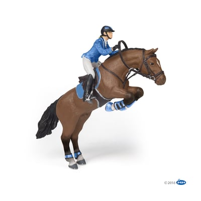 Figurine Cheval de saut d'obstacle et sa cavalière PAPO
