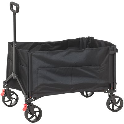 Chariot de jardin transport plage pliable 155L max 100Kg noir OUTSUNNY