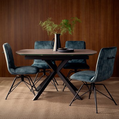 Table à manger extensible 140-200 cm verre gris pied central OTTAWA PIER IMPORT