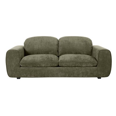Canapé convertible avec têtières ajustables 3 places en tissu effet velours texturé vert kaki NOAM MILIBOO