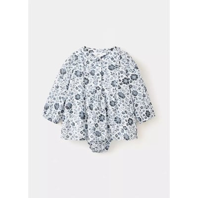 Robe et barboteuse en coton à fleurs MANGO BABY