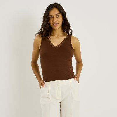 T-shirt sans manches col ajouré GRAIN DE MALICE