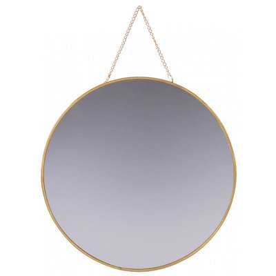 Miroir Suspendu avec Chaînette Rond en Métal Doré - Diamètre 30cm WADIGA