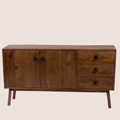 Buffet bas en manguier 2 portes 3 tiroirs L150 - GIL HELLIN, DEPUIS 1862