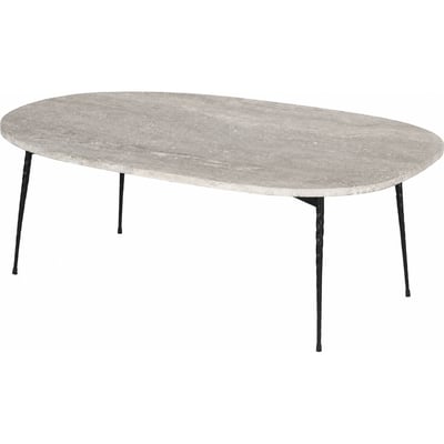 Table basse marbre travertin et métal RECOLLECTION