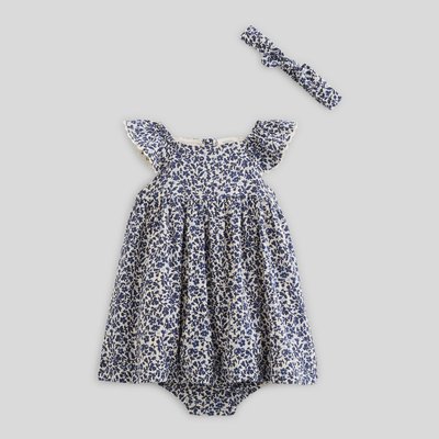 Robe avec bloomer et bandeau imprimés en coton BIO GOTS - collection Cérémonie MONOPRIX