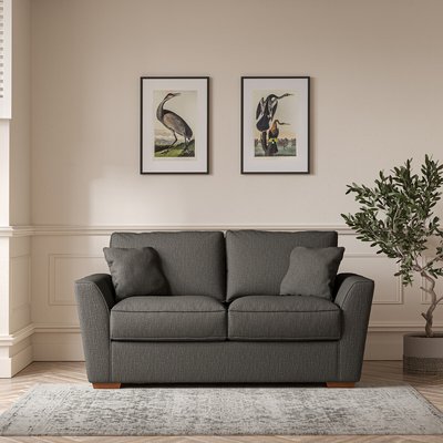 Florence Textured Woven 2 Seater Sofa with Dark Brown Wood Legs SO'HOME