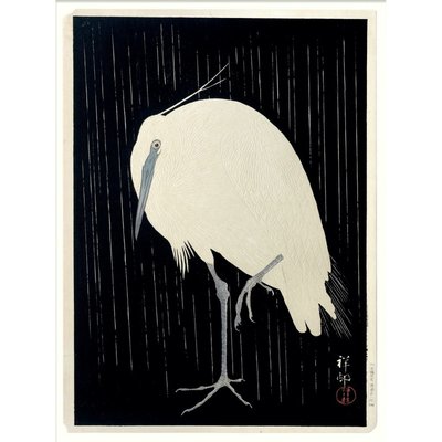 Affiche grue japonaise  Crane on black THE DYBDAHL CO