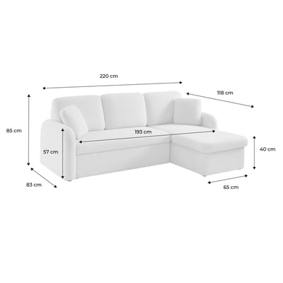 Canapé convertible réversible 3 places lignes arrondies bouclette avec coffre MILANO SWEEEK