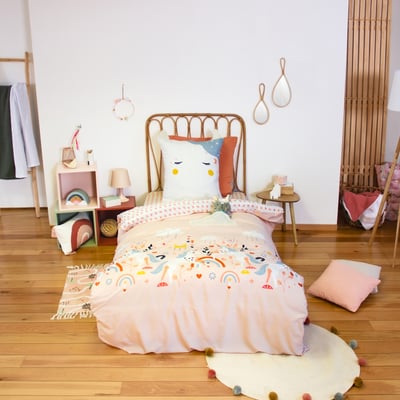 Parure de lit enfant licorne avec poche pour doudou COTE DECO