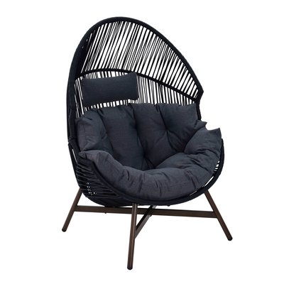 Fauteuil de jardin oeuf sur pied en acier et rotin OVIALA