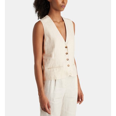 Top Esprit Gilet De Costume Liza En Lin Rayé JODHPUR