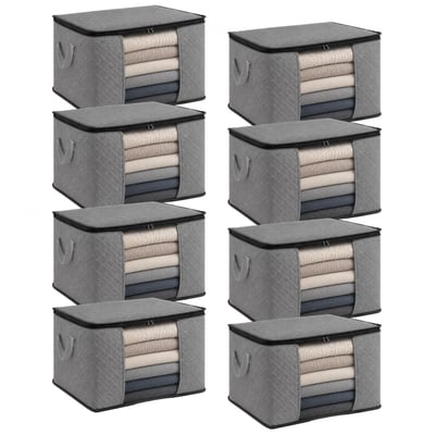 Lot de 8 sacs de rangement pliable pour vêtements, linge de maison avec poignées VIVEZEN