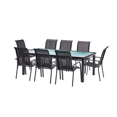 Ensemble en aluminium, verre, 8 fauteuils SUN WILSA GARDEN