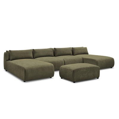 Canapé modulable 5 places en tissu texturé, JANA BOBOCHIC
