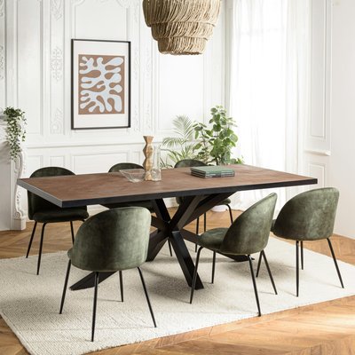 Table de repas rectangulaire bois effet pierre rouille 220 cm BIHAR PIER IMPORT