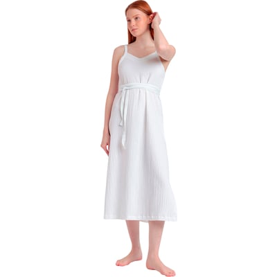 Robe estivale mi-longue fines bretelles Linen Style ADMAS