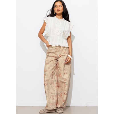 Pantalon barrel à fleurs PROMOD