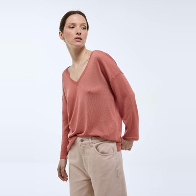 Pull col V en maille fine contenant de la soie, certifié OEKOTEX MONOPRIX
