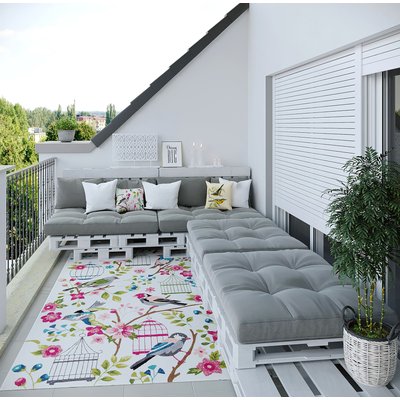 Tapis tufté main d'intérieur/extérieur à motif floral - Rosetta GINO FALCONE