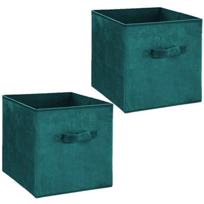 Lot de 2 Boîtes de rangement design velours Mix n' modul - L. 31 x l. 31 cm TOILINUX