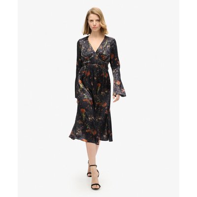 Robe mi-longue en jacquard à manches évasées SUPERDRY