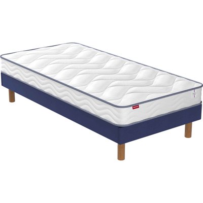 Ensemble matelas mousse ferme et confortable SUN, sommier en kit déco et pieds MERINOS